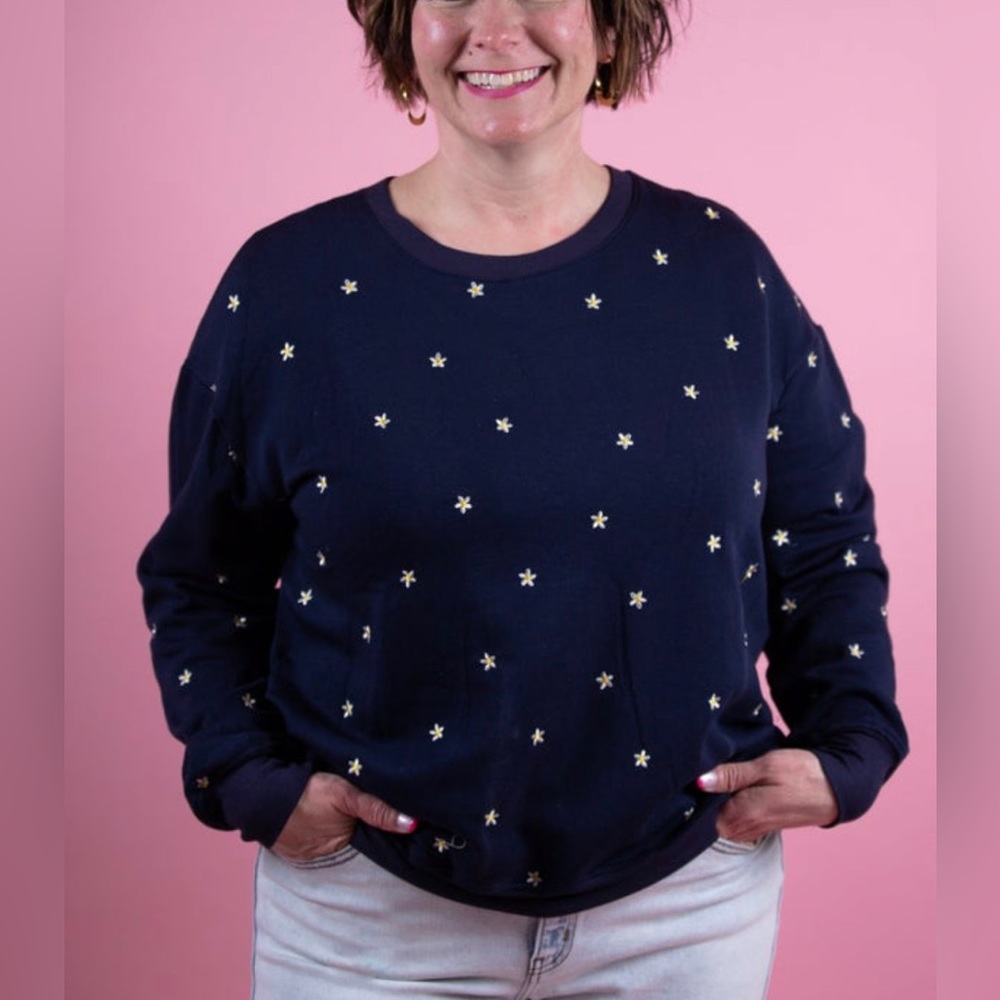 Navy Margaret Daisy Crewneck Size 3X NEW